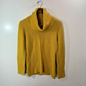 Women's Wool Blend Turtleneck Sweater Size M Mustard Minimalist Capsule Wardrobe